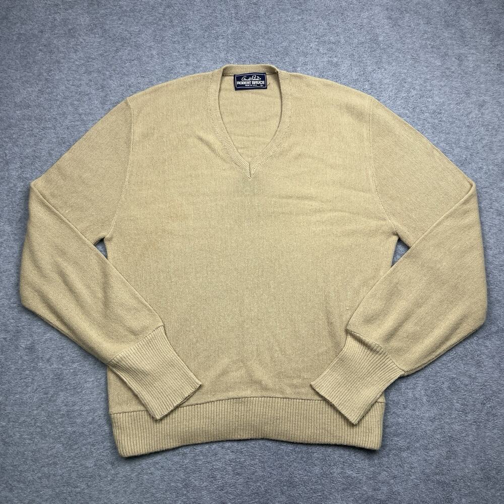 Vintage Robert Bruce Arnold Palmer V-Neck Wool Sweater Men's Large Made in USA